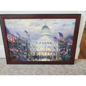 Thomas Kinkade ~ Flags over Capital 30” X 20” Canvas